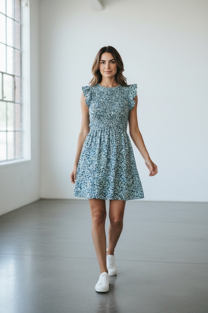 Light Blue/Navy Loft Outlet Women-Dresses/Rompers, Small